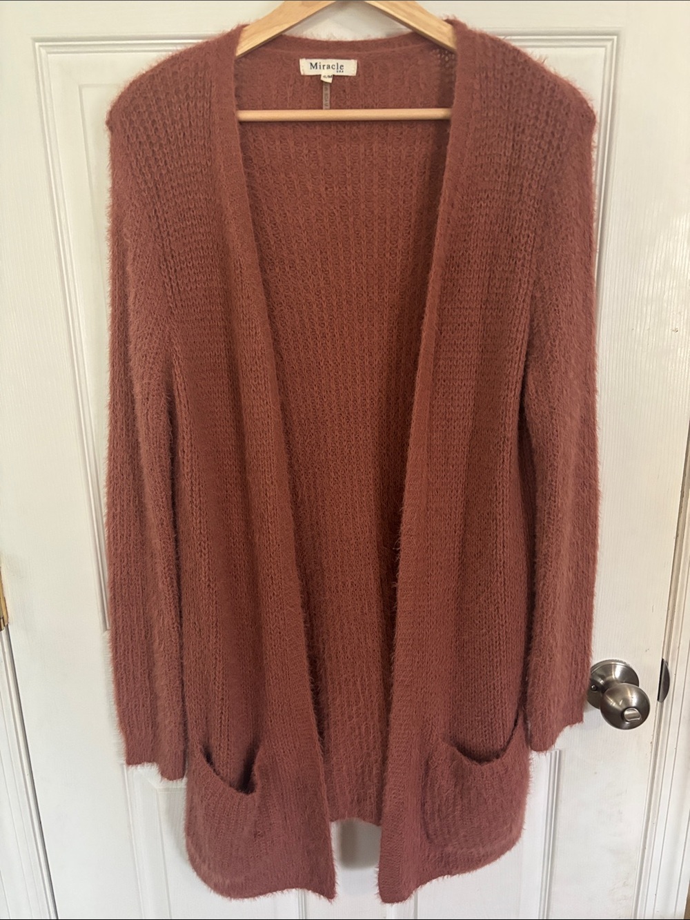 Miracle Fuzzy Open-Front Cardigan in Dusty Rose